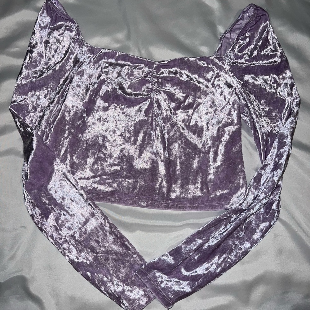 Elegant Velvet Off-Shoulder Purple Crop Top